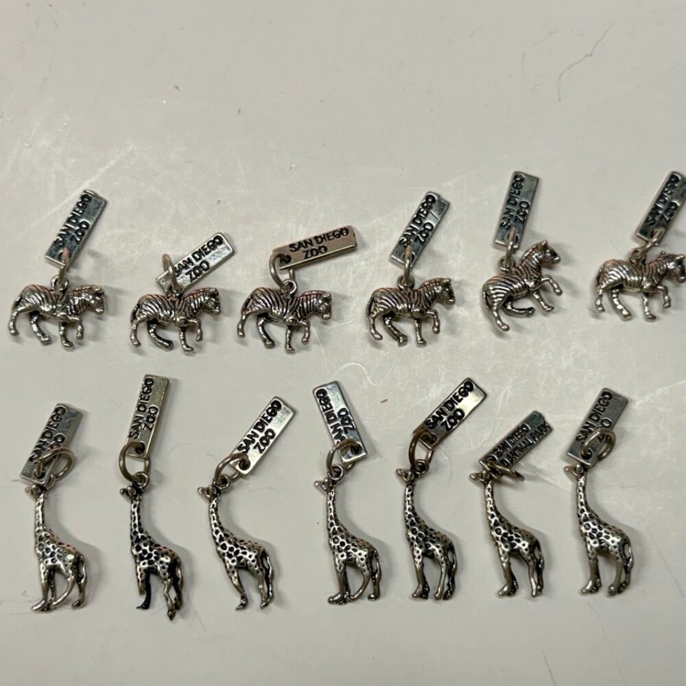 Lot 13 Metal Zebra Giraffe Zoo Animal Jewelry Charms DIY Necklace Bracelet